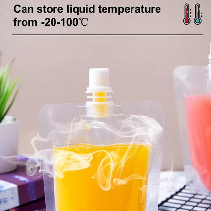 50PCS 250ml Drink Bags Transparent Stand Up Juice Takeaway Nozzle Pouches
