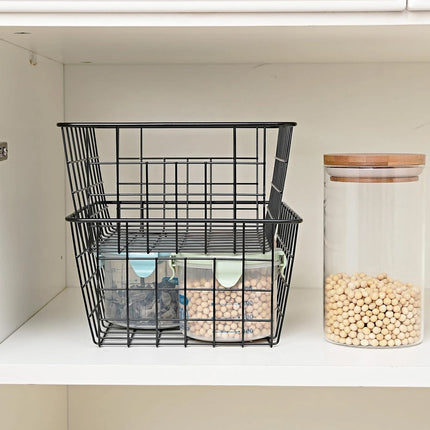 2pcs Wire Storage Basket Durable Metal Kitchen Cabinet Pantry Office Organiser