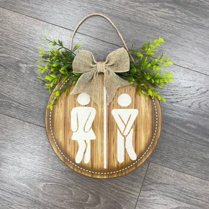 Wooden Toilet Signs Wall Hanging Gender Signage Decorative Bathroom Door Signs