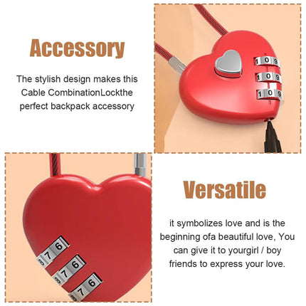 Heart Shaped Password Lock Safety Lock For Travel Luggage Bags Jewelry Box