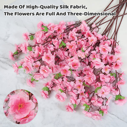 10PCS Artificial Peach Blossom Branches Realistic Pink Flower for Wedding Party