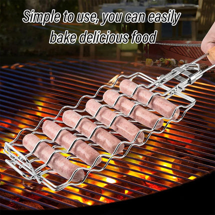Portable Sausage Grill Net BBQ Tool Hot Dog Grill Holder Cooking Basket BBQ Rack