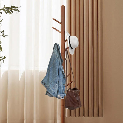Coat Rack Hat Bag Stand Tree Clothes Hanger Umbrella Holder 8 Hooks Organizers