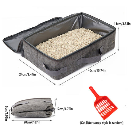 Foldable Cat Litter Box Portable Travel Toilet for Outdoor with Zipper Closure