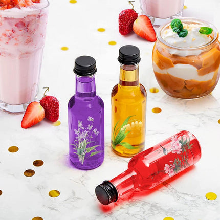 24PCS Small Plastic Wine Bottle Beverage Juice Container Reusable Clear Bottle