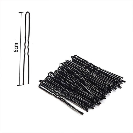100PCS U Shape Bobby Hair Pins 6cm Black Hair Clips for Styling Buns and Updos
