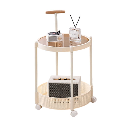 Movable Side Table Rolling Caster Wheels 2 Tier for Living Room Bedroom Office