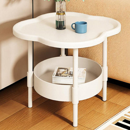 Modern Four Leaf Clover Small Side Table Plastic Sofa Side Table with Storage Shelves
