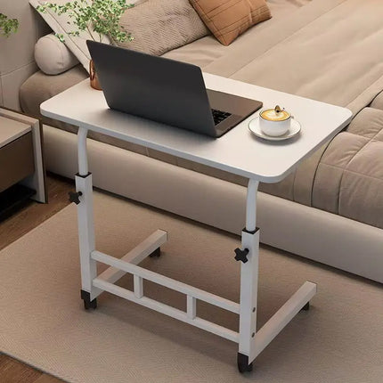 Bedside Table Movable Desk Simple White with Wheels Space Saving Home Office