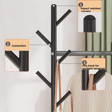 Mobile Clothes Rack with Wheels Sturdy Durable Space Saving for Home Bedroom Use