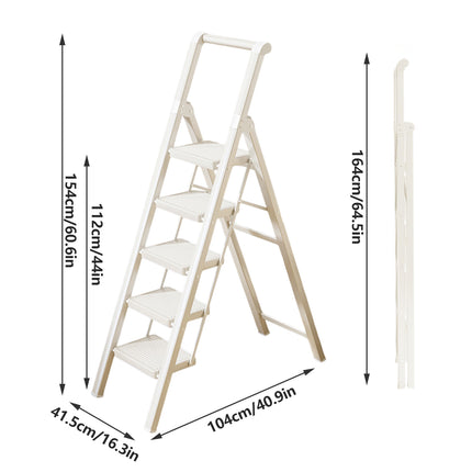 Folding 5 Step Ladder 154cm Carbon Steel 20cm Wide Pedals for Home Garage Use