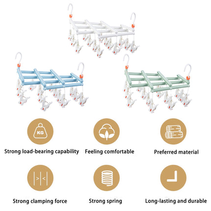 Plastic Socks Drying Rack Multi Clip Clothes Hanger Laundry Organizer Holder
