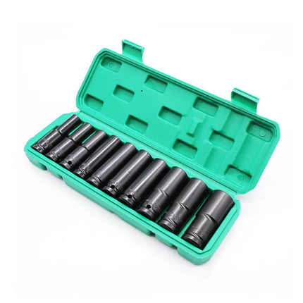 10pcs 8-24mm Impact Socket Set Metric Imperial Drive Air Garage Deep