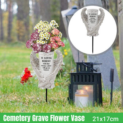 Cemetery Decoration Angel Wing Memorial Vase for Grave Memorial Garden Use