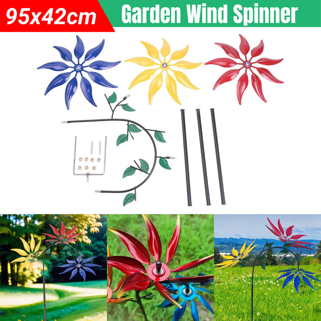 Outdoor Decoration 3 Colour Flower Spinning Windmill for Garden Yard Lawn Use