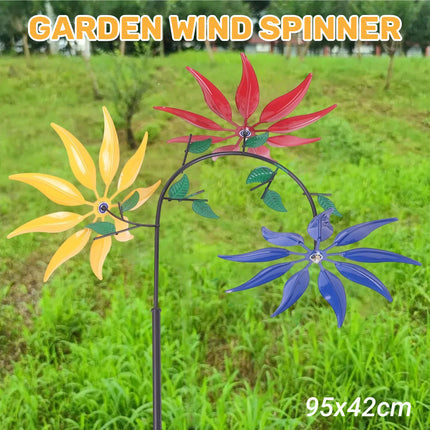 Outdoor Decoration 3 Colour Flower Spinning Windmill for Garden Yard Lawn Use