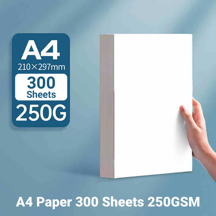 300 Sheets A4 Paper 250GSM Bright White Smooth Surface for Printer Painting Use