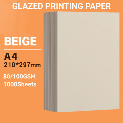 1000 Sheets A4 Glazed Printing Paper 80/100gsm High Quality Smooth Beige Durable