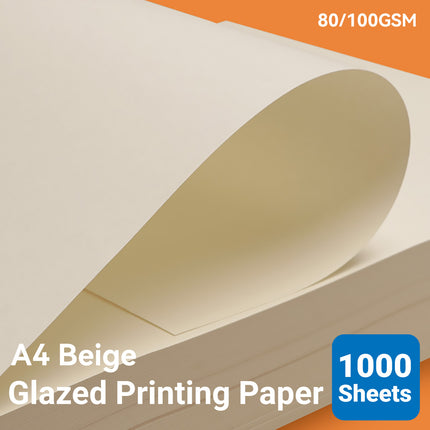 1000 Sheets A4 Glazed Printing Paper 80/100gsm High Quality Smooth Beige Durable