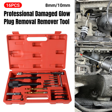 16PCS Damaged Glow Plug Removal Tool Set Professional for Diesel Engine Repair
