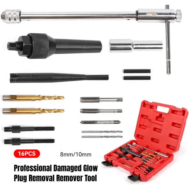 16PCS Damaged Glow Plug Removal Tool Set Professional for Diesel Engine Repair