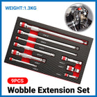 9 Pcs Wobble Extension Bar Set with CR-V Steel and Three Drive Sizes