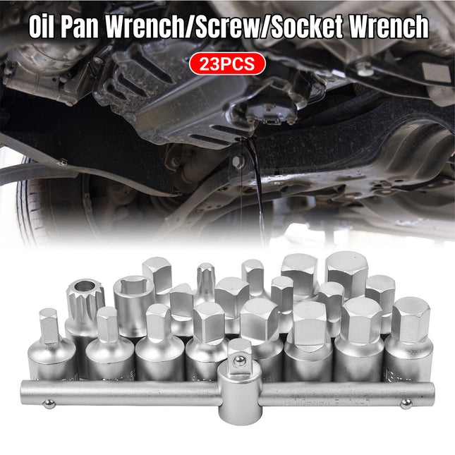 23PCS Oil Pan Wrench Socket Set T-bar Removal Kit for Car Truck Engine Repair