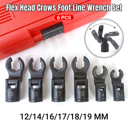 6PCS Fuel Line Wrench Set Swivel Head Injector Nozzle Tool Kit for Car Truck Use