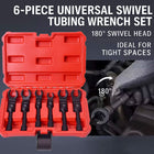 6PCS Flexible Head Fuel Line Wrench Set 12-19mm CR-V Steel for Injector Tubing