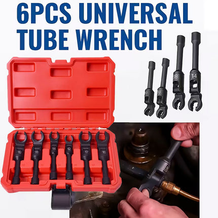 6PCS Flexible Head Fuel Line Wrench Set 12-19mm CR-V Steel for Injector Tubing