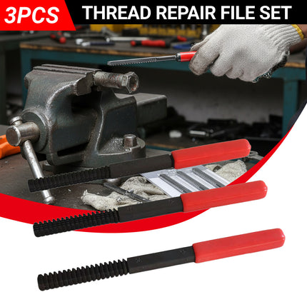 3PCS Thread Repair File Set Metal Hand Files for Auto Engine Thread Restoration