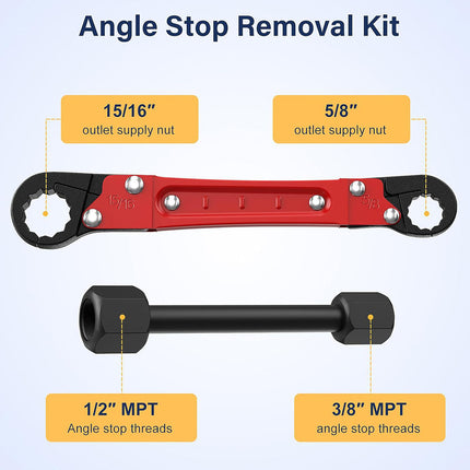 2PCS Angle Stop Wrench Portable Adjustable Durable Robust Metal for Faucet Valve