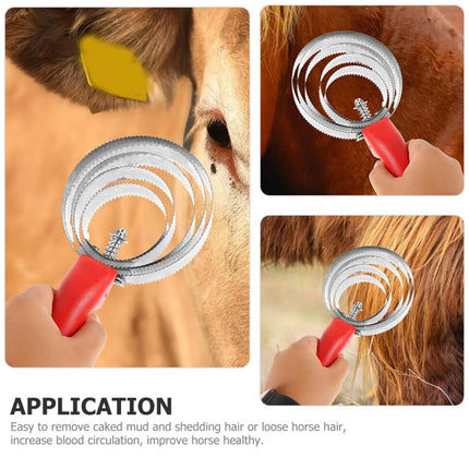 Stainless Steel Cattle Brush with Serrated Teeth Grooming Scraper for Horses Use