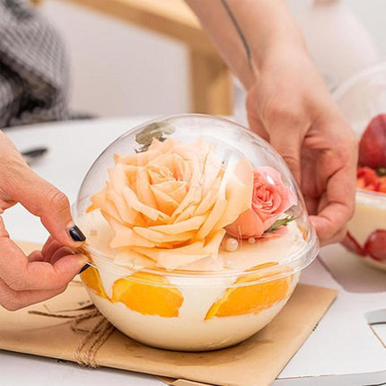 100pcs Transparent Round Ball Packing Box Cake Candy Baking Storage Container