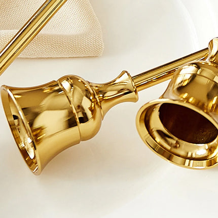 3 Pcs Vintage Candlesticks Set in Gold Metal with Different Heights
