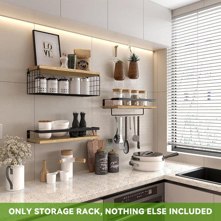 3 PCS Multi Functional Wall Mounted Storage Shelf Space Saving Home Decor