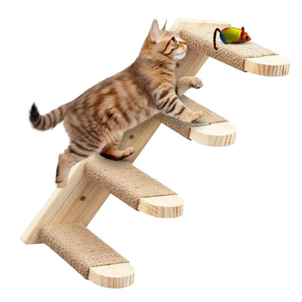 4 Step Cat Climbing Shelf Wall Mounted Perch Scratching Post Ladder Platform