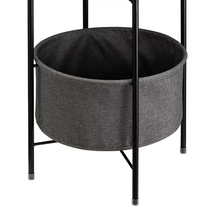 Round Side Table Bedside Storage Basket Modern Home Table with Storage Organizer