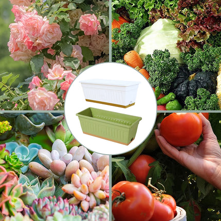 Plastic Flower Pot Set 6PCS Rectangular Planter Box Balcony Garden Vegetable Pot