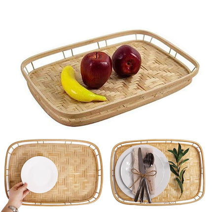Rattan Woven Pastry Tray Desktop Storage Box Decorative Durable For Home Kitchen