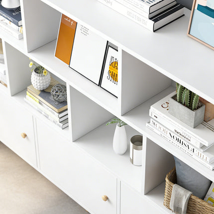 Home Bookcase Storage Cabinet With Doors For Living Room Bedroom Space Saving