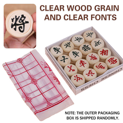 Chinese Birch Wood Chess Set with Laser-Engraved Pieces and Board