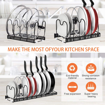 Retractable Kitchen Storage Rack Pot Lid Holder Cutting Board Organizer Stand