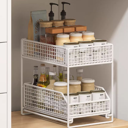 Pull Out Storage Shelf 2 Tier Kitchen Organizer Under Sink Pantry Rack