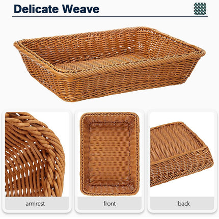 Hand Woven Rattan Tray Snack Serving Dish Hotel Fruits Pastry Plate Basket