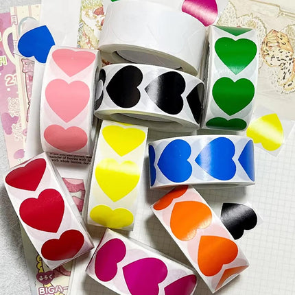 8 Rolls Heart Stickers 500PCS Per Roll Self Adhesive Label Love Sealing Sticker