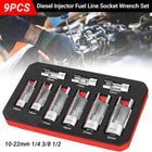 9PCS Diesel Fuel Injector Line Socket Wrench Set 10-22mm for Truck Engine Use