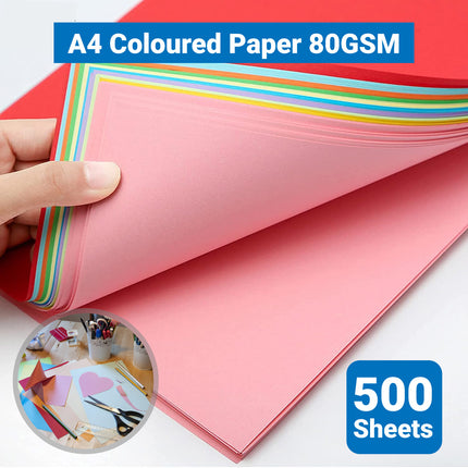 500 Sheets A4 Coloured Paper 80GSM 6 Colours for Craft Scrapbook School Project