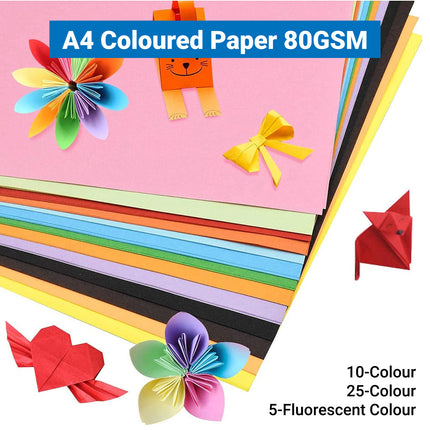 A4 Coloured Paper 70/80GSM Multi Colours for Craft Scrapbook School Project
