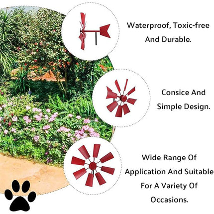 Metal Windmill Garden Decor Outdoor Yard Stake Ornament for Lawn Courtyard Park